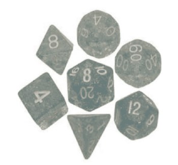 Polyhedral 7-die set: Ethereal Ethereal Light Blue/white