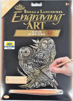 Engraving Art - Gold Foil: Owls