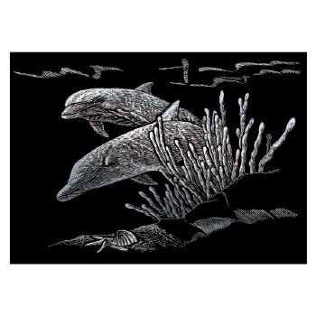 Engraving Art - Silver Mini: Dolphins