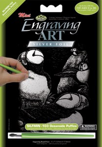 Engraving Art - Silver Mini: Puffins