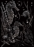 Engraving Art - Silver Mini: Sea Horses
