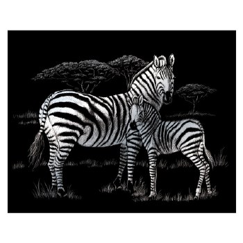 Engraving Art - Silver Foil: Zebras