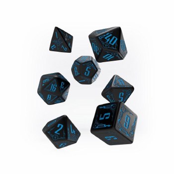 Polyhedral 7-die set: Galactic Black/Blue