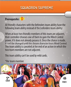 Heroclix Supernova F001 Squardon Supreme Feat Card