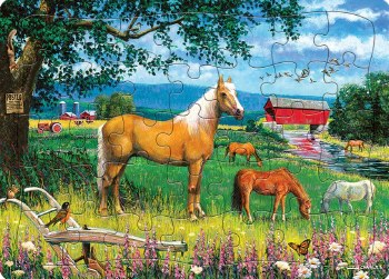 Horses in the Field 35 Piece Puzzle