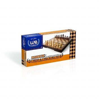 8.5" Magnetic 2-in-1 Wood Chess Set: Walnut Finish