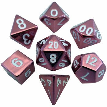 16mm Metal Poly Dice Set Pink