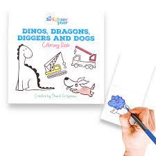 A Brighter Year - Mini Colring Book: Dinos, Dragons, &amp; Dogs