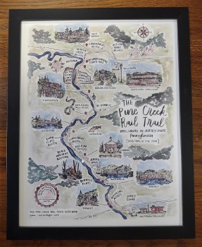 Pine Creek Rail Trail Watercolor Map