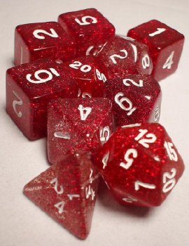 Polyhedral 10-die Set: 15mm Glitter Purple/white