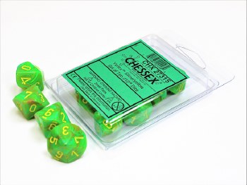 Polyhedral 10d10 set: Vortex Slime/Yellow