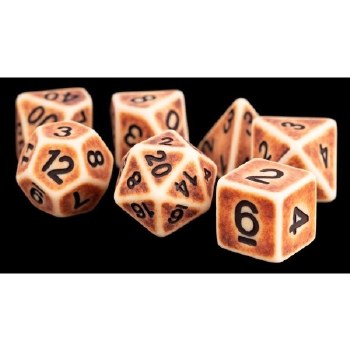 Polyhedral 7-die set: 16mm Ancient Brown/black