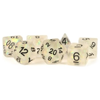 Poly Dice 7-Set: 16mm Icy Opal Clear