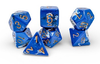 Poly Dice 7-Set: Brush Wavebreak/Gold