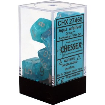 Poly Dice 7-set: Borealis Rose Gold / Light Blue