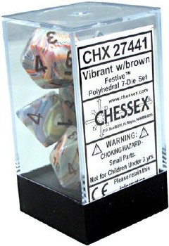 Polyhedral 7-die set: Festive Vibrant/brown