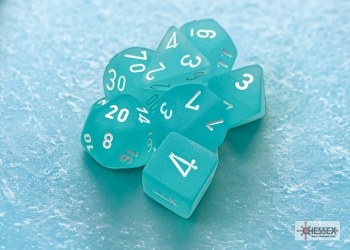Polyhedral7 Die: Frosted Teal/white
