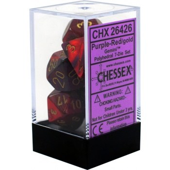 Polyhedral 7-die set: Purple-Red/gold