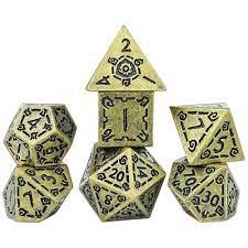 Polyhedral 7-die set: Illusory Metal Gold