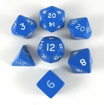 Polyhedral 7-die Jumbo set: Blue/white