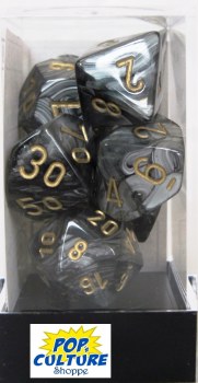Polyhedral 7-die set: Lustrous Black/gold