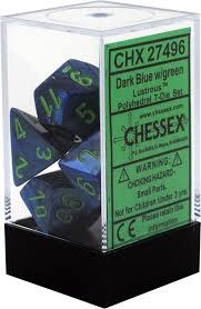 Polyhedral 7-die set: Lustrous Dark Blue/green