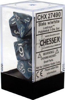 Polyhedral 7-die set: Lustrous Slate/white