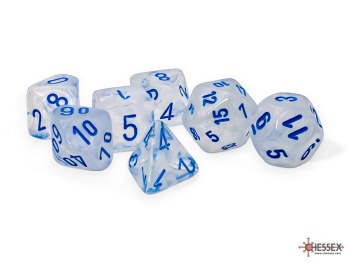 Polyhedral 7-die set: Mega-hedral Borealis Icicle/light blue