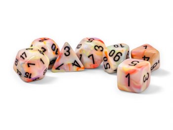 Polyhedral 7-die set: Mega-hedral Festive Circus/black