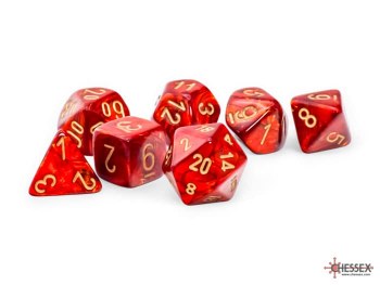 Polyhedral 7-die set: Mega-hedral Scarab Scarlet/gold