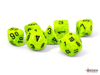 Polyhedral 7-die set: Mega-hedral Vortex Bright Green/black