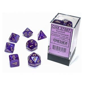 Mini Polyhedral 7-die set: Borealis Royal Purple/Gold