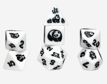 Poly Dice 7-Set: Moon Panda