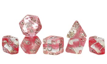 Polyhedral 7-die set: Neutron - Rose Quartz