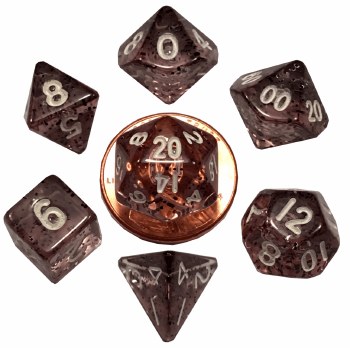 Polyhedral 7-die Mini set: 10mm Ethereal Black/white