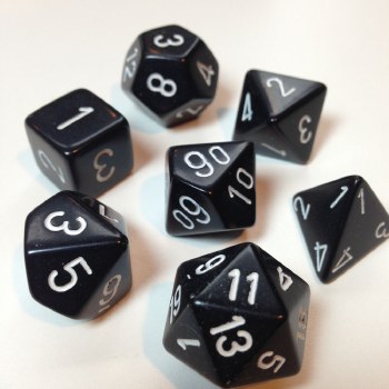Polyhedral 7-die set: Opaque Black/white