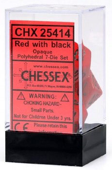 Polyhedral 7-die set: Opaque Red/black