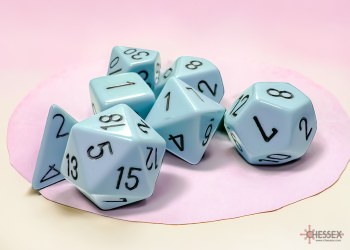 Polyhedral 7- Dice Set: Opaque Pastel Blue/black