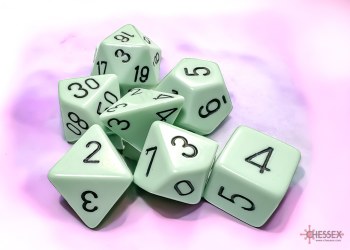Polyhedral 7- Dice Set: Opaque Pastel Green/black