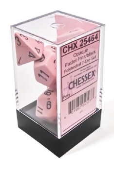 Mini Polyhedral 7-Dice Set: Pastel Pink/Black
