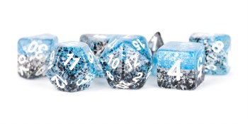 Polyhedral 7-die set: Particle Blue/Black/white