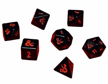 Polyhedral 7-die set: Metal D&amp;D Black/red