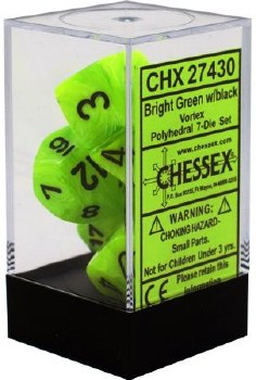 Polyhedral 7-die set: Vortex Green/black