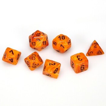 Polyhedral 7-die set: Vortex Orange/black
