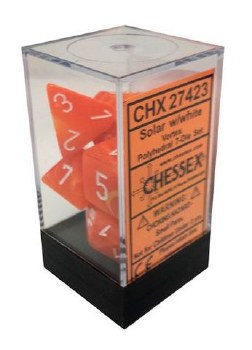 Polyhedral 7-die set: Vortex Solar/white