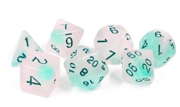 Polyhedral 8-die set: Frosted Glowworm