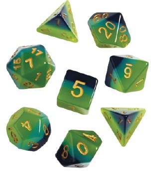 Polyhedral 8-die set: Green+Blue