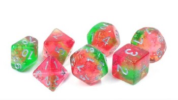 Polyhedral 8-die set: Lotus Glowworm