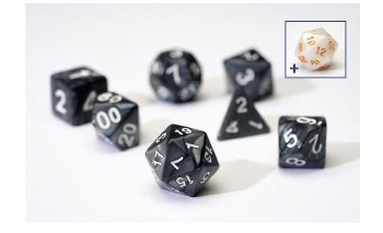 Polyhedral 8-die set: Pearl Charcoal