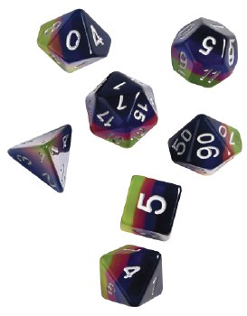 Polyhedral 8-die set: Pink+Green+Blue